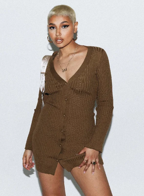 Mini dresses with abstract prints for an artistic look Arnie Mini Dress Brown