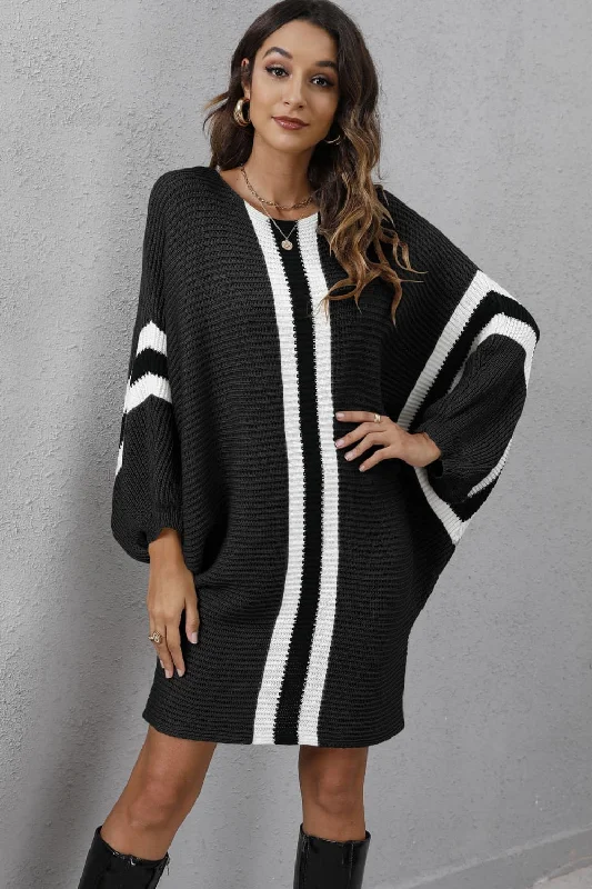 Plus Size Women's Turtleneck Sweater Dresses with Side Slits Ribbed Round Neck Long Sleeve Sweater Dress Plus Size Women's Turtleneck Sweater Dresses with Side Slits Ribbed Round Neck Long Sleeve Sweater Dress