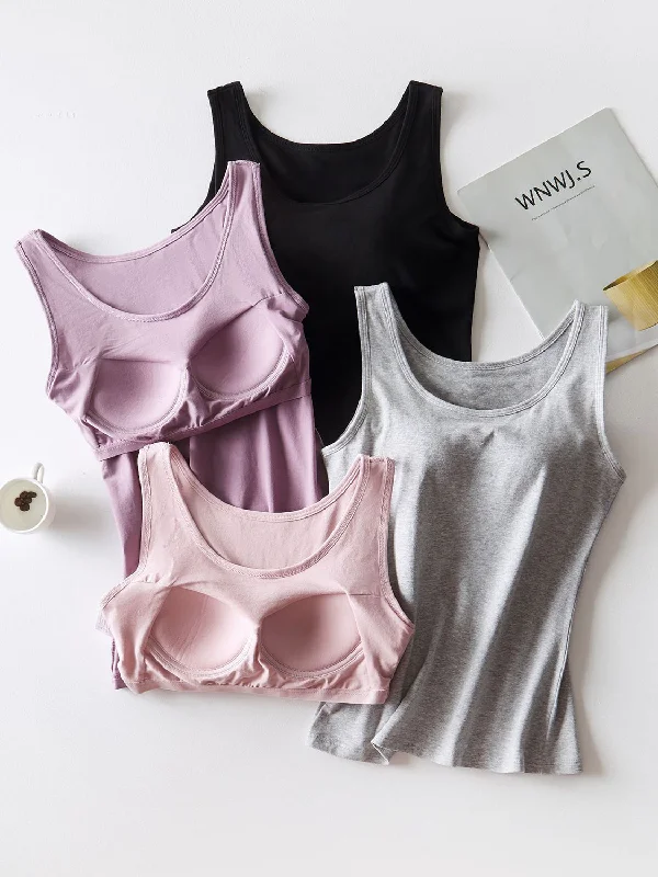 Women's Sleeveless Ribbed Tank Tops for a Trendy Look  Round Neck Tank with Bra