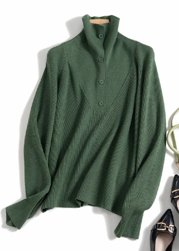 Plus Size Women's Knit Ponchos with Fringe Details for a Boho Vibe Simple Green Solid Button Wool Knit Top Spring Plus Size Women's Knit Ponchos with Fringe Details for a Boho Vibe Simple Green Solid Button Wool Knit Top Spring