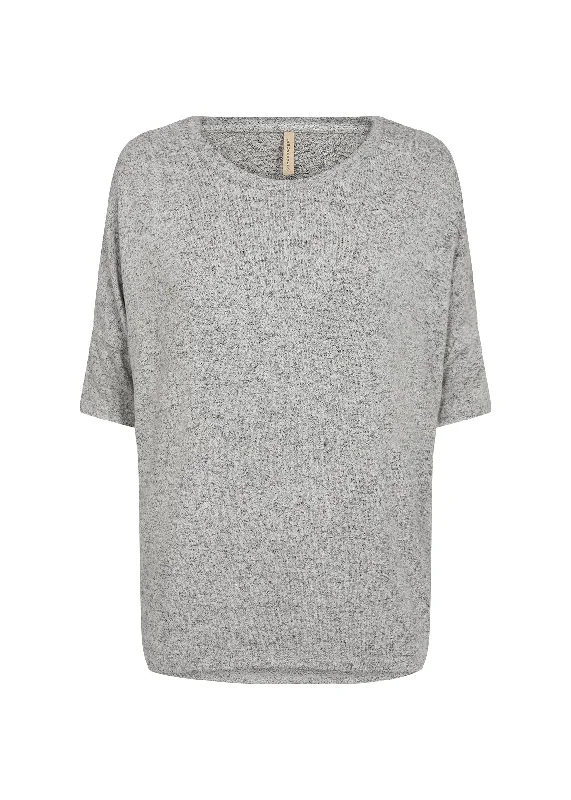 Plus Size Women's Belted Cable Knit Sweaters Soya Concept Biara Short Sleeve Top