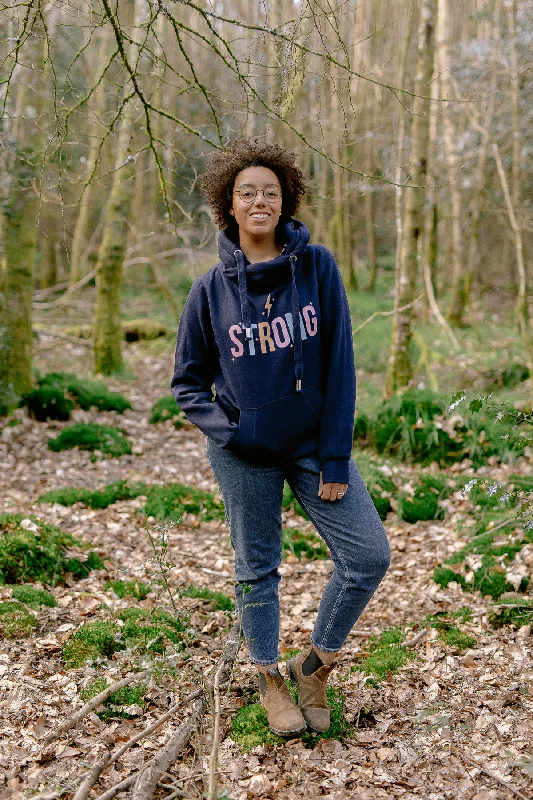 Women's oversized cropped hoodie with drawstrings for a trendy look Women's oversized cropped hoodie with drawstrings for a trendy look Navy Strong Cowl Neck Hoodie Women's oversized cropped hoodie with drawstrings for a trendy look Women's oversized cropped hoodie with drawstrings for a trendy look Navy Strong Cowl Neck Hoodie