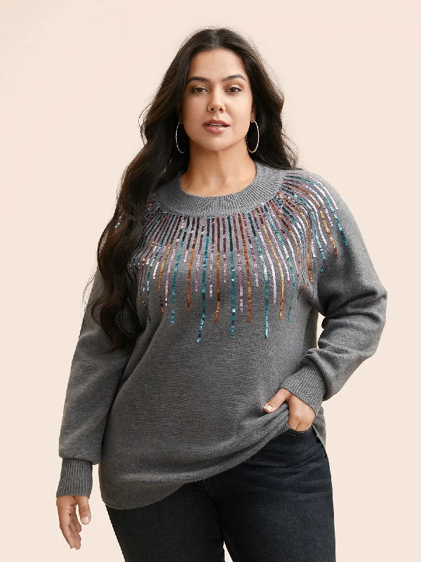 V - Neck Women's Ribbed Wool Sweaters for Fall Supersoft Essentials Sequin Raglan Sleeve Pullover V - Neck Women's Ribbed Wool Sweaters for Fall Supersoft Essentials Sequin Raglan Sleeve Pullover