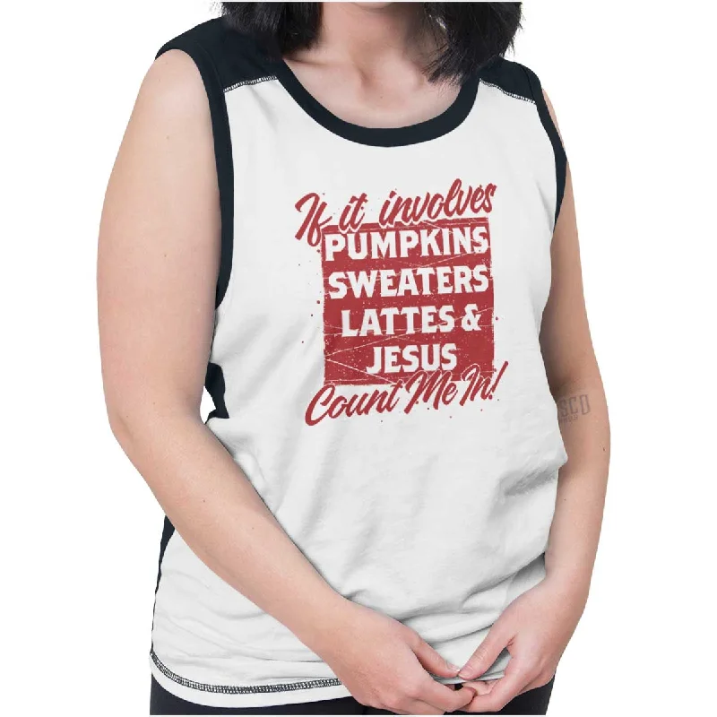 Plus Size Women's Puff - Sleeve Tank Tops in Pastel Hues Sweater Weather Contrast Tank Top Plus Size Women's Puff - Sleeve Tank Tops in Pastel Hues Sweater Weather Contrast Tank Top