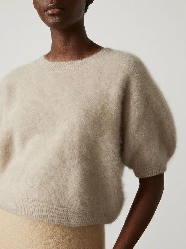 Short Sleeve Women's Cotton Blend Sweaters in Pastel Colors The Juniper Sweater