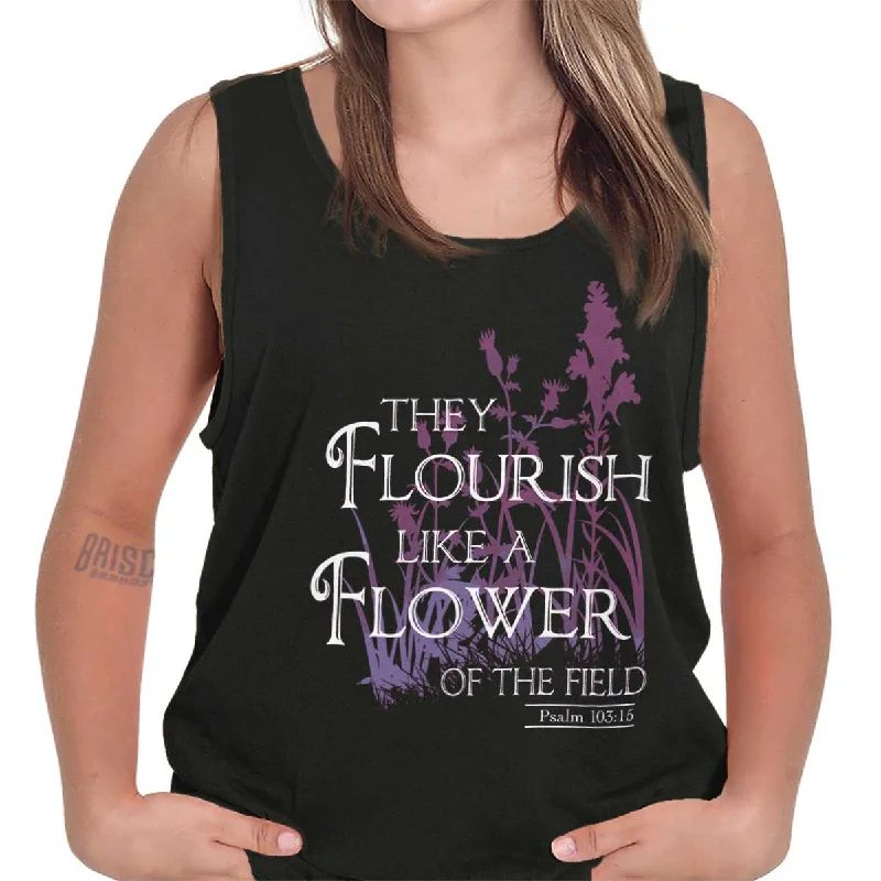 Scoop Neck Women's Linen Blend Tank Tops for Summer They Flourish Like A Flower Tank Top Scoop Neck Women's Linen Blend Tank Tops for Summer They Flourish Like A Flower Tank Top