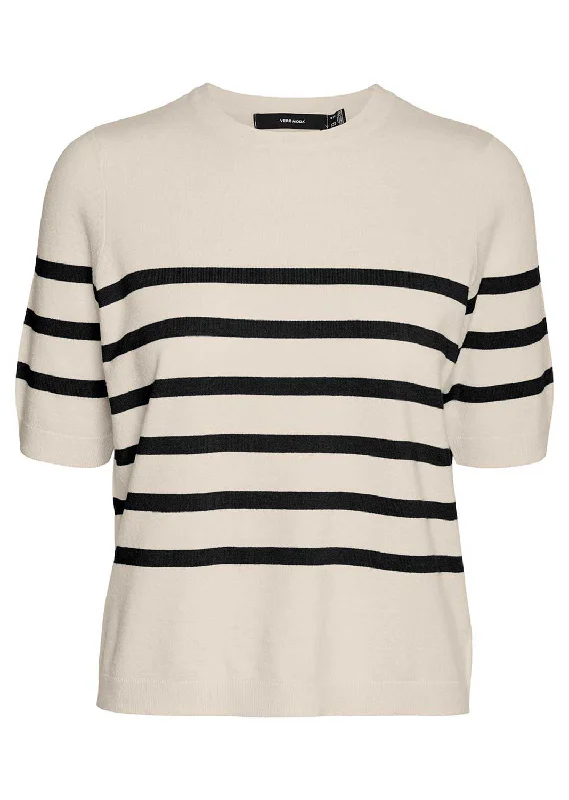 Button - Down Women's Knit Blouses with a Chunky Knit Texture VERO MODA Saba Stripe Knit Top Button - Down Women's Knit Blouses with a Chunky Knit Texture VERO MODA Saba Stripe Knit Top