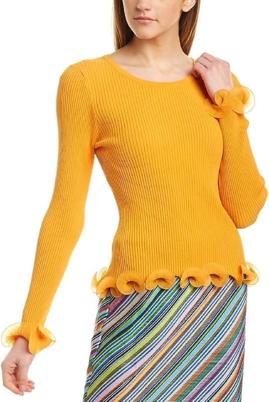 Thermal Women's Pullovers in Dark Colors for Cold Weather Wired Edge Ribbed Knit Pullover Sweater In Tangerine Thermal Women's Pullovers in Dark Colors for Cold Weather Wired Edge Ribbed Knit Pullover Sweater In Tangerine