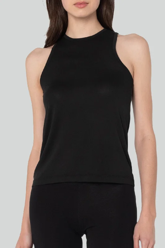 High - Neck Women's Silk Blend Tank Tops for a Luxurious Feel  Full Length Tank
