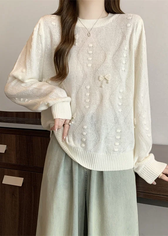 Short - Sleeve Women's Knit Shirts in Pastel Colors for Spring Women White Tasseled Butterfly Knit Tops Fall Short - Sleeve Women's Knit Shirts in Pastel Colors for Spring Women White Tasseled Butterfly Knit Tops Fall