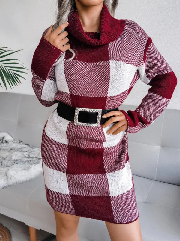 Short Sleeve Women's Cashmere Sweater Dresses in Pastel Hues Blue Zone Planet | Women's casual Plaid high collar wool dress knitted dress Short Sleeve Women's Cashmere Sweater Dresses in Pastel Hues Blue Zone Planet | Women's casual Plaid high collar wool dress knitted dress