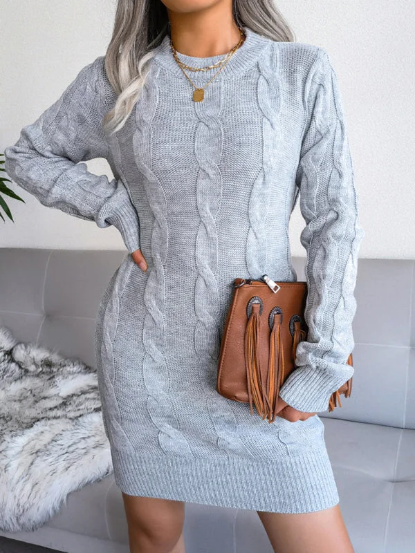 Plus Size Women's Fit - and - Flare Sweater Dresses with Ruffled Hem Blue Zone Planet | Women's fried dough twist buttock wrapped wool dress knitted dress Plus Size Women's Fit - and - Flare Sweater Dresses with Ruffled Hem Blue Zone Planet | Women's fried dough twist buttock wrapped wool dress knitted dress
