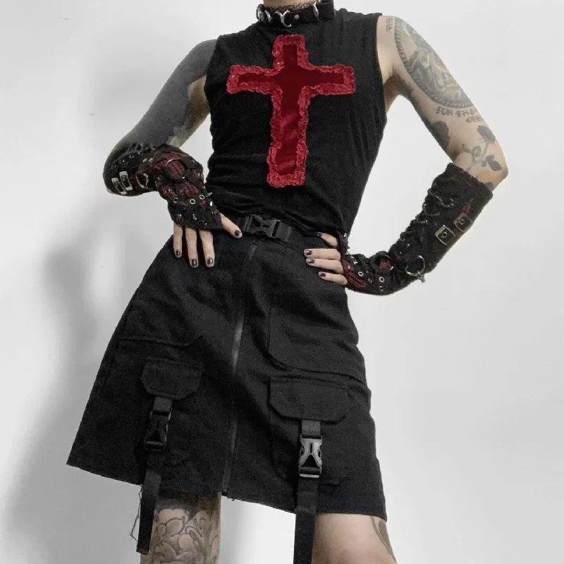 Women's Button - Down Tank Tops in Striped Patterns Women's Gothic Cross Lace Splice Mesh Tank Top Women's Button - Down Tank Tops in Striped Patterns Women's Gothic Cross Lace Splice Mesh Tank Top