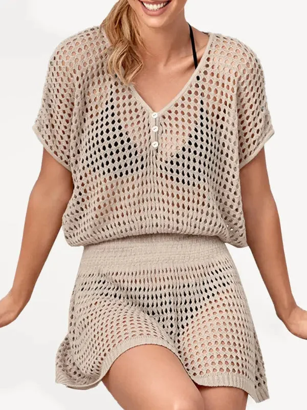 Mini dresses with button - down fronts Knitted See-Through Low Waist Twisted Sling Mini Dress Mini dresses with button - down fronts Knitted See-Through Low Waist Twisted Sling Mini Dress