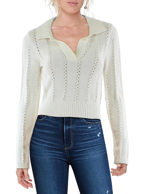 Plus Size Women's Cashmere Pullovers for Cozy Luxury Womens Pointelle Collared Pullover Sweater Plus Size Women's Cashmere Pullovers for Cozy Luxury Womens Pointelle Collared Pullover Sweater