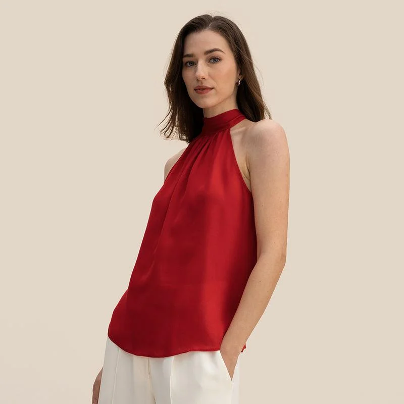 Crew Neck Women's Sustainable Tank Tops Made from Recycled Materials Women's Silk Halter Tank Top Crew Neck Women's Sustainable Tank Tops Made from Recycled Materials Women's Silk Halter Tank Top