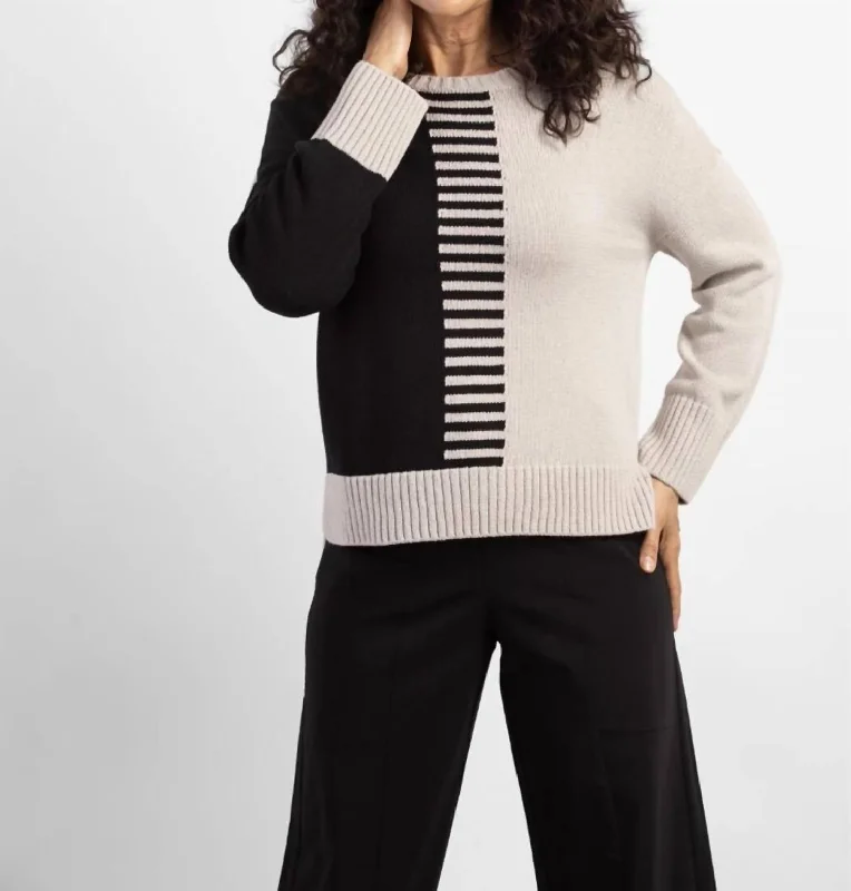 Sequin - Embellished Women's Pullovers for a Sparkly Night Out Yin Yang Piano Key Pullover In Putty