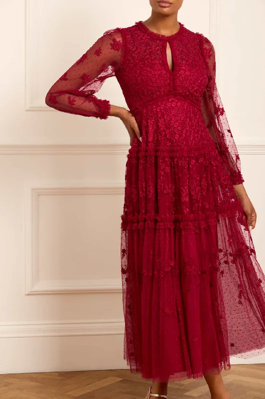 Empire Waist Women Dress to Accentuate the Bust and Conceal the Waist Autumn Lace Long Sleeve Ankle Gown Empire Waist Women Dress to Accentuate the Bust and Conceal the Waist Autumn Lace Long Sleeve Ankle Gown