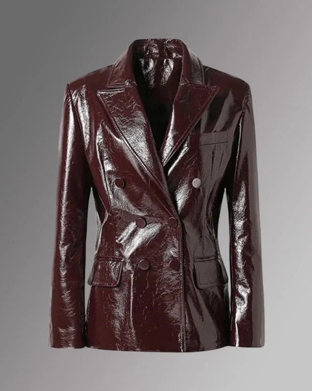Women's leather leather jogger pants with elastic cuffs Chiltern Burgandy Blazer