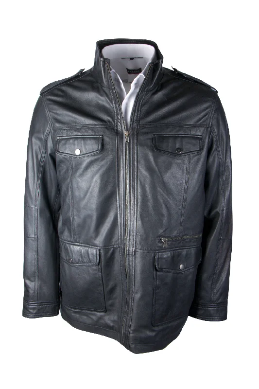 Women's leather high - low leather skirts Daniel Hechter Field Leather Jacket  Black