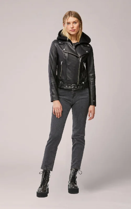 Women's leather asymmetrical jackets for a modern look ELISHA-N