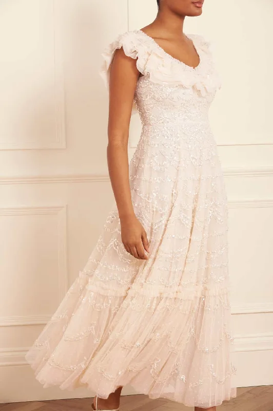 Pleated Women Dress with a Timeless and Elegant Texture Everthine Ankle Gown