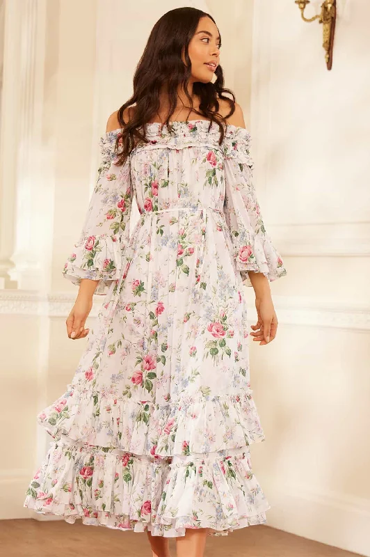 Little Black Women Dress with Sequins for a Glamorous Night Out Floral Fantasy Chiffon Off-Shoulder Ankle Gown Little Black Women Dress with Sequins for a Glamorous Night Out Floral Fantasy Chiffon Off-Shoulder Ankle Gown