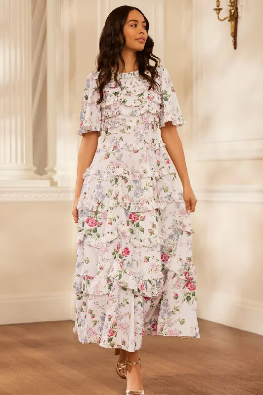 Printed Abstract Women Dress for a Modern and Artistic Appeal Floral Fantasy Crepe Ankle Gown Printed Abstract Women Dress for a Modern and Artistic Appeal Floral Fantasy Crepe Ankle Gown