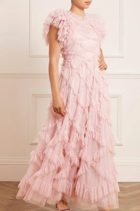 Plus Size Women Dress with a Flattering A - Line Cut for Comfort and Style Genevieve Ruffle Gown Plus Size Women Dress with a Flattering A - Line Cut for Comfort and Style Genevieve Ruffle Gown