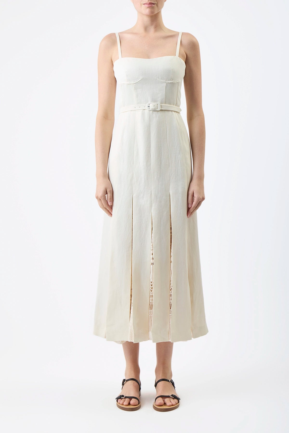Sheath Women Dress with a Tailored Fit for a Professional Look Godard Pleated Dress in Ivory Textured Linen Sheath Women Dress with a Tailored Fit for a Professional Look Godard Pleated Dress in Ivory Textured Linen