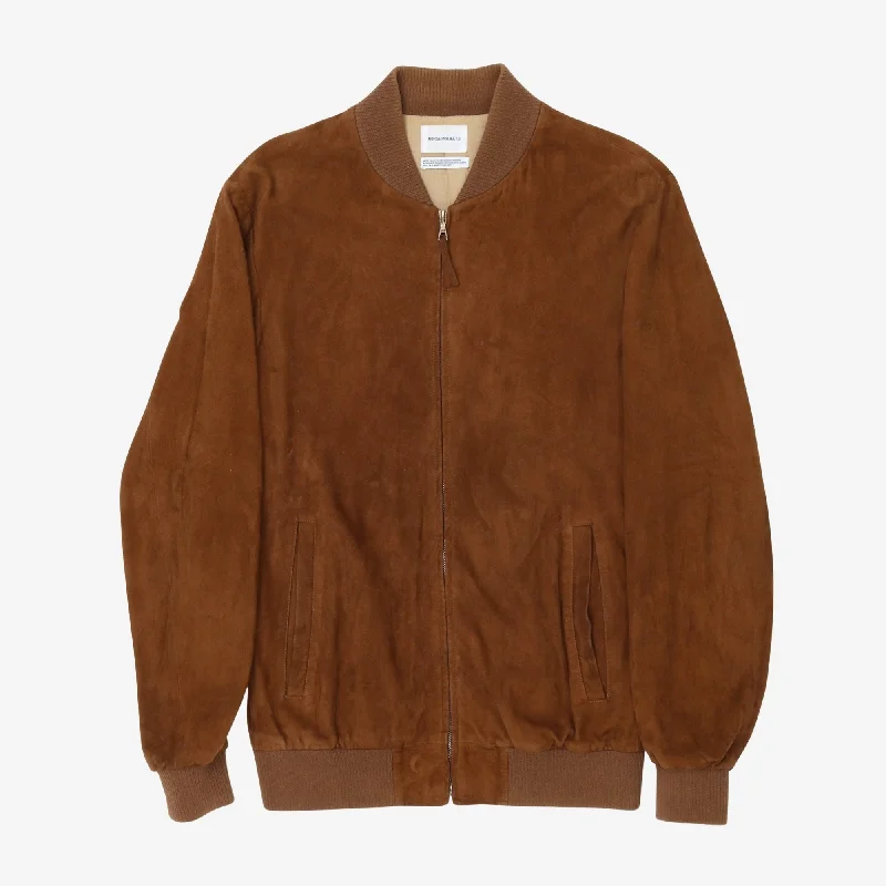 Women's leather leather brooches with a leather base Hak Suede Bomber Jacket