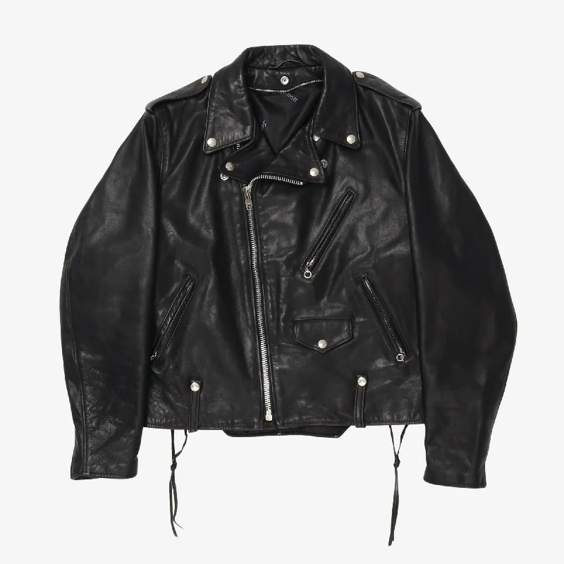 Women's leather double - zip jackets Vintage Leather Biker Jacket