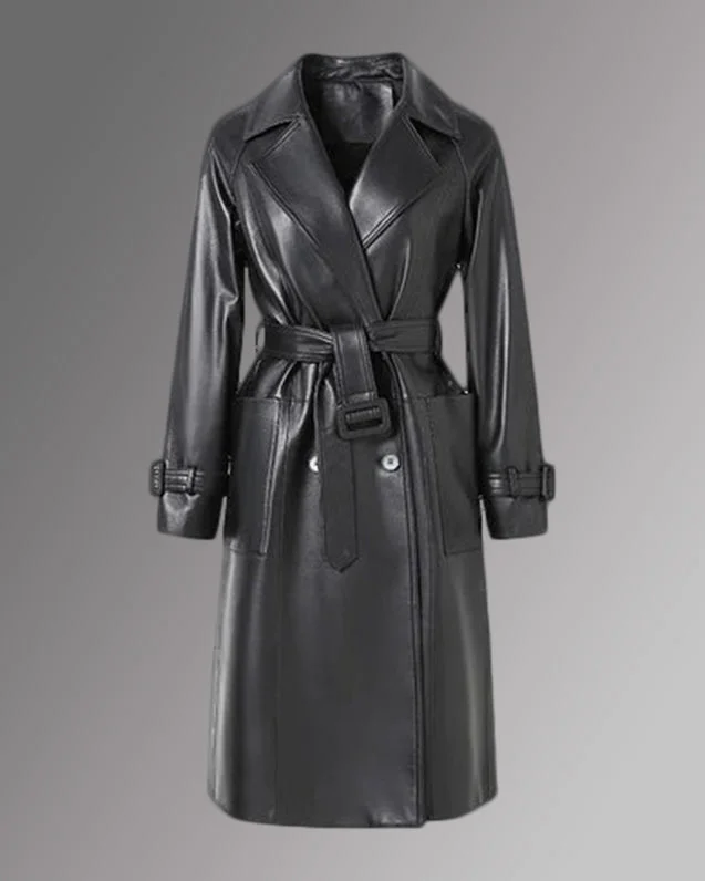 Women's leather palazzo leather pants with a high waist Leather Napa Trench