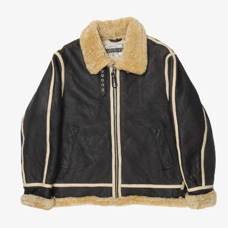 Women's leather zip - up hooded jackets Shearling Leather Flight Jacket