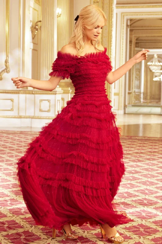 Ball Gown Women Dress with a Full Skirt for a Princess - like Look Lisette Ruffle Off Shoulder Gown Ball Gown Women Dress with a Full Skirt for a Princess - like Look Lisette Ruffle Off Shoulder Gown