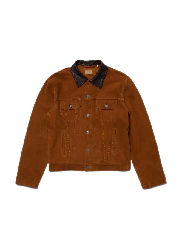 Women's leather leather beret hats Nudie Jeans Danny Suede Jacket Tobacco