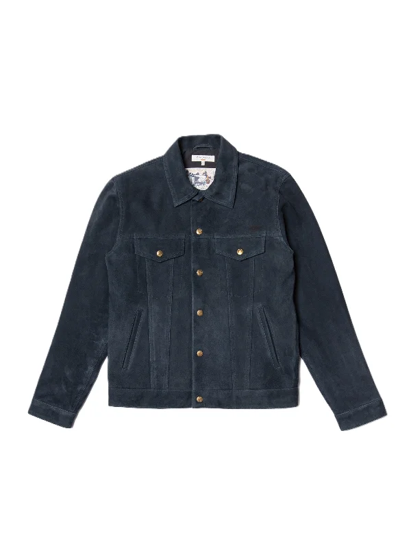 Women's leather leather capes with a fur collar Nudie Jeans Robby Nubuck Jacket Navy Women's leather leather capes with a fur collar Nudie Jeans Robby Nubuck Jacket Navy