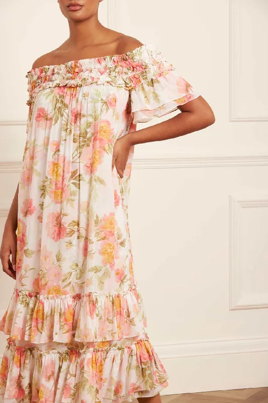 Ball Gown Women Dress with a Full Skirt for a Princess - like Look Peony Promise Chiffon Off-Shoulder Tiered Ballerina Dress Ball Gown Women Dress with a Full Skirt for a Princess - like Look Peony Promise Chiffon Off-Shoulder Tiered Ballerina Dress