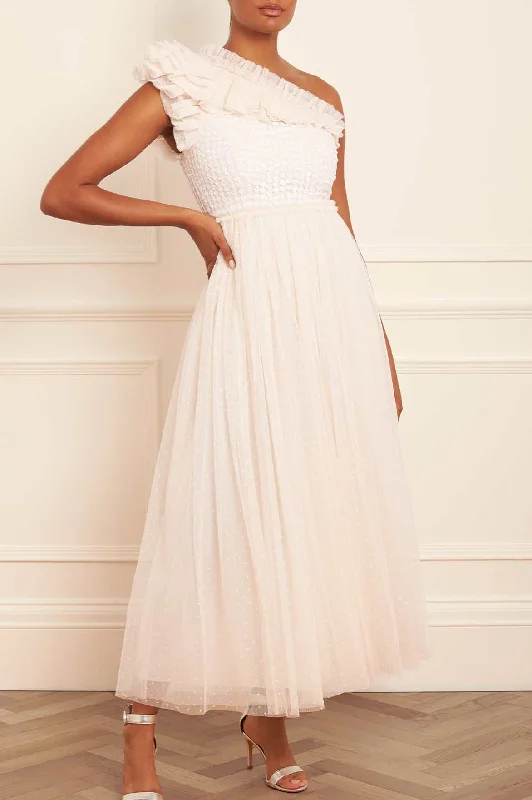 Mermaid - Style Women Dress with a Fitted Silhouette for Special Occasions Raindrop Bodice One-Shoulder Ankle Gown Mermaid - Style Women Dress with a Fitted Silhouette for Special Occasions Raindrop Bodice One-Shoulder Ankle Gown