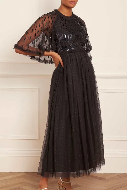 Empire Waist Women Dress to Accentuate the Bust and Conceal the Waist Sequin Dash Bodice Ankle Gown Empire Waist Women Dress to Accentuate the Bust and Conceal the Waist Sequin Dash Bodice Ankle Gown
