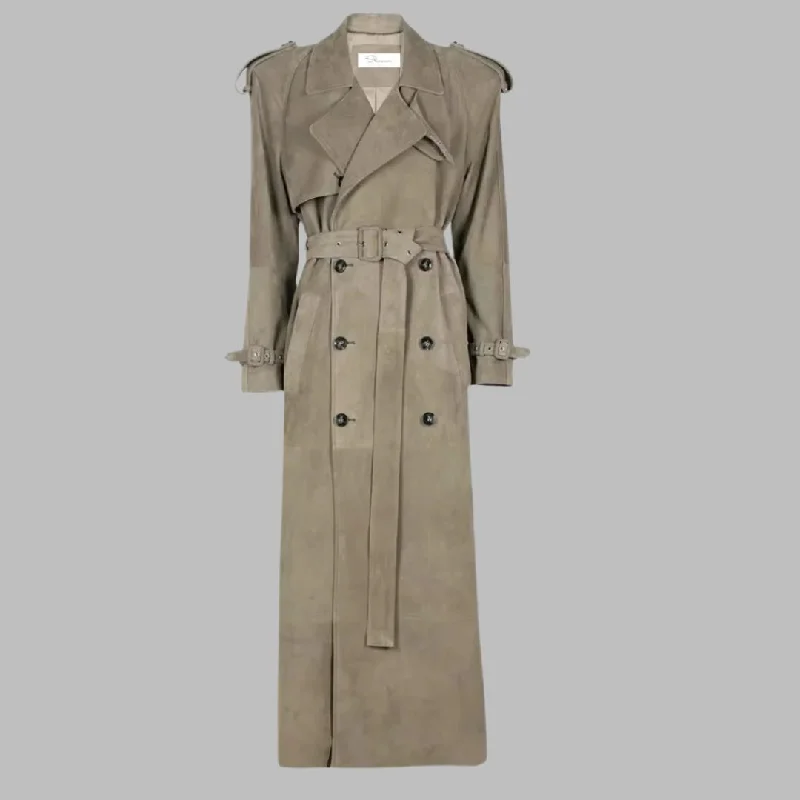 Women's leather leather drawstring - waist pants Sloane Suede Trench