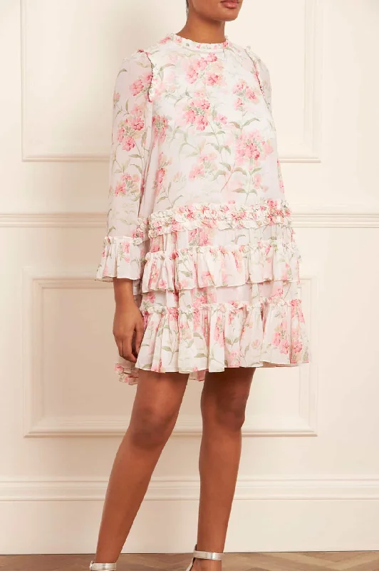 Off - the - Shoulder Women Dress for a Romantic and Feminine Look Summer Posy Chiffon Round Neck Mini Dress Off - the - Shoulder Women Dress for a Romantic and Feminine Look Summer Posy Chiffon Round Neck Mini Dress