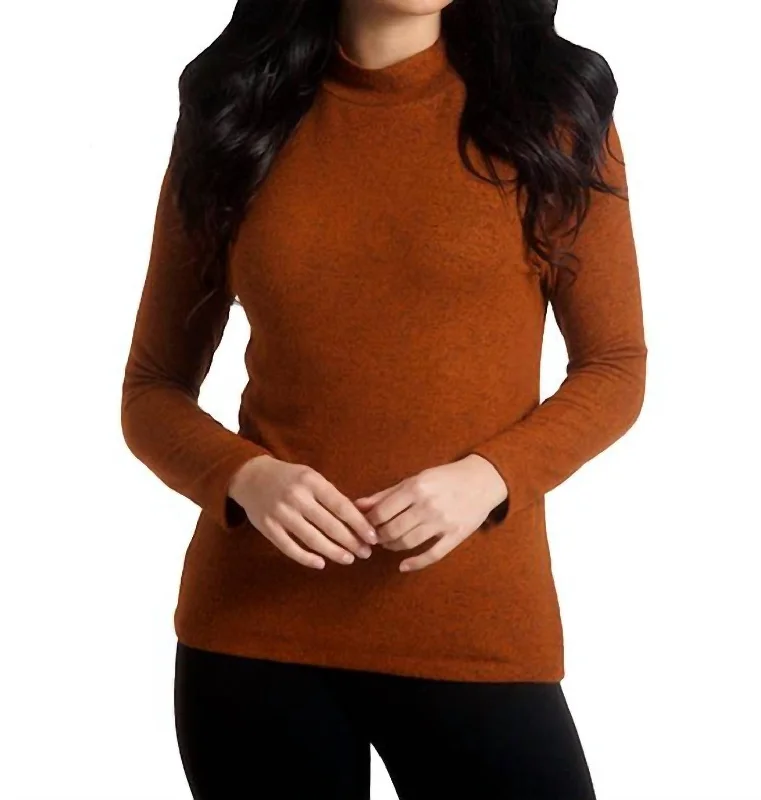 Cable - Knit Women's Pullovers in Earthy Tones for a Rustic Look Supersoft Mock Neck Pullover In Spice Cable - Knit Women's Pullovers in Earthy Tones for a Rustic Look Supersoft Mock Neck Pullover In Spice
