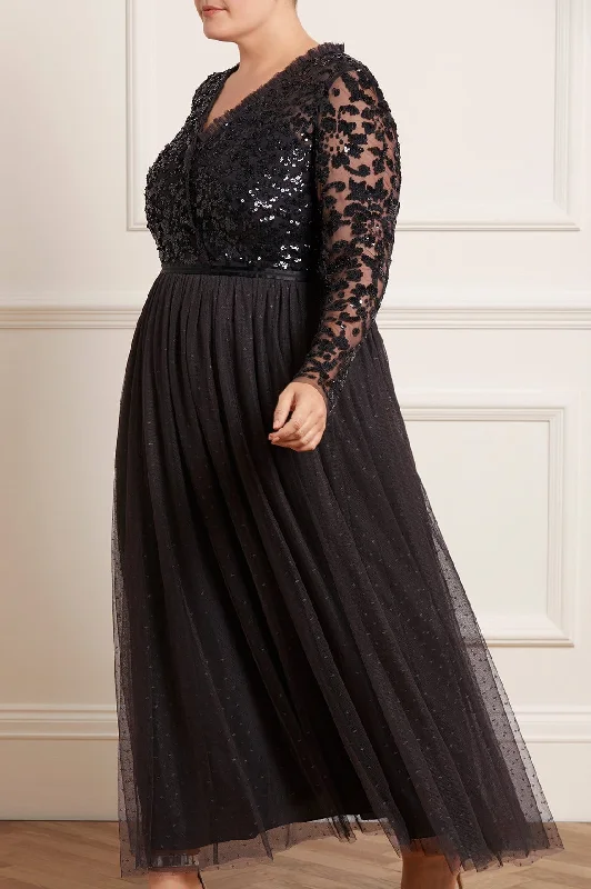 Plus Size Women Dress with a Flattering A - Line Cut for Comfort and Style Tempest V-Neck Bodice Ankle Gown Plus Size Women Dress with a Flattering A - Line Cut for Comfort and Style Tempest V-Neck Bodice Ankle Gown