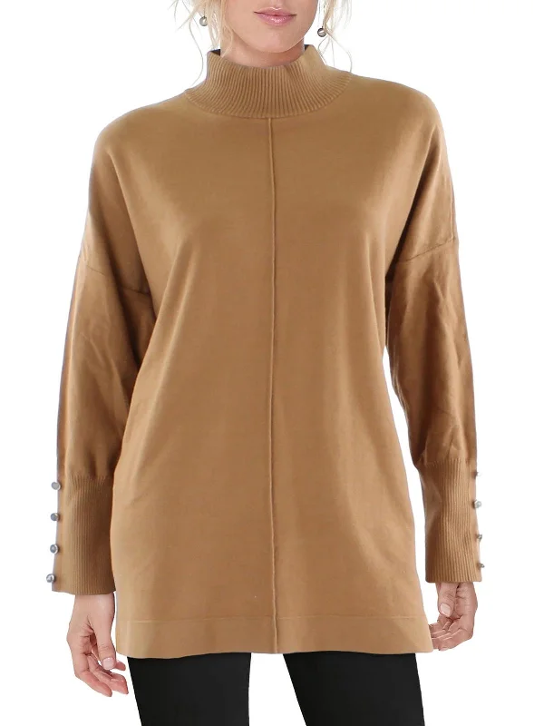 Women's Mock Neck Pullovers in Satin Fabric for Elegance Womens Mock Collar Ribbed Trim Pullover Sweater Women's Mock Neck Pullovers in Satin Fabric for Elegance Womens Mock Collar Ribbed Trim Pullover Sweater