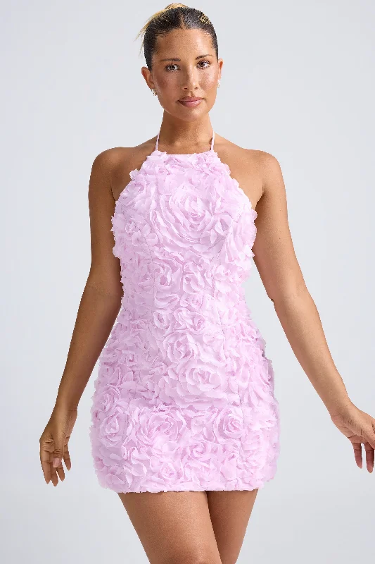 Wrap - Style Women Dress with Adjustable Fit for All Body Types Wrap - Style Women Dress with Adjustable Fit for All Body Types Floral-Appliqué Halterneck A-Line Mini Dress in Lilac Wrap - Style Women Dress with Adjustable Fit for All Body Types Wrap - Style Women Dress with Adjustable Fit for All Body Types Floral-Appliqué Halterneck A-Line Mini Dress in Lilac