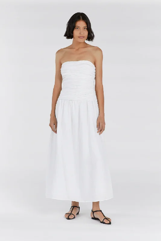 Pleated Women Dress with a Timeless and Elegant Texture Pleated Women Dress with a Timeless and Elegant Texture CATANIA WHITE LINEN STRAPLESS DRESS Pleated Women Dress with a Timeless and Elegant Texture Pleated Women Dress with a Timeless and Elegant Texture CATANIA WHITE LINEN STRAPLESS DRESS