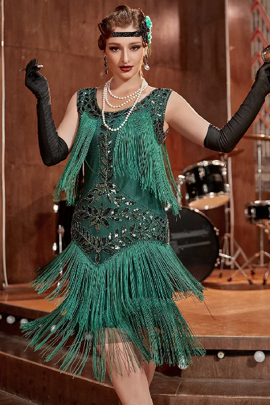 Wrap - Style Women Dress with Adjustable Fit for All Body Types Wrap - Style Women Dress with Adjustable Fit for All Body Types Dark Green Gatsby 1920s Dress with Sequins and Fringes Wrap - Style Women Dress with Adjustable Fit for All Body Types Wrap - Style Women Dress with Adjustable Fit for All Body Types Dark Green Gatsby 1920s Dress with Sequins and Fringes