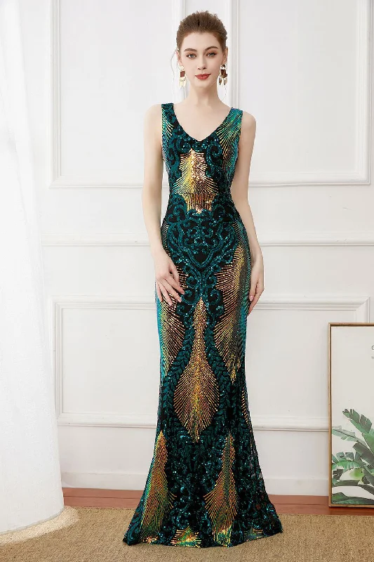 Wrap - Style Women Dress with Adjustable Fit for All Body Types Wrap - Style Women Dress with Adjustable Fit for All Body Types Dark Green Sequins Sheath Long 1920s Dress Wrap - Style Women Dress with Adjustable Fit for All Body Types Wrap - Style Women Dress with Adjustable Fit for All Body Types Dark Green Sequins Sheath Long 1920s Dress