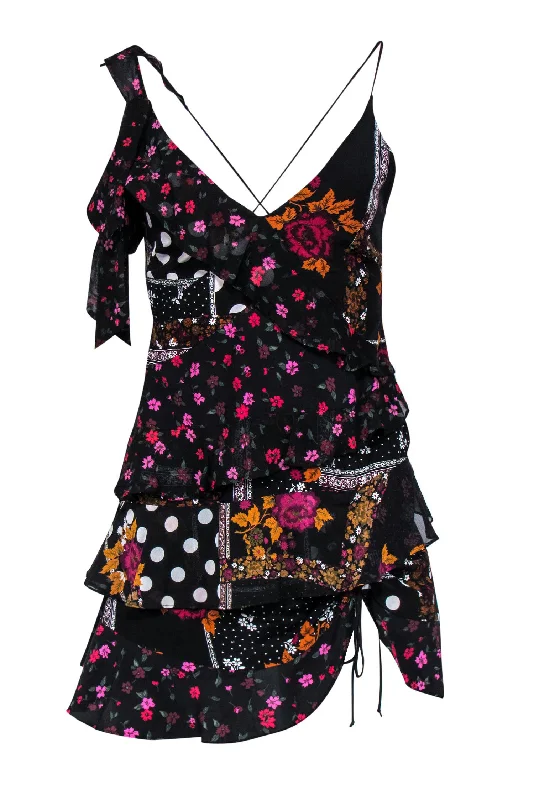 Halter Neck Women Dress to Show Off the Shoulders and Neckline Halter Neck Women Dress to Show Off the Shoulders and Neckline For Love & Lemons - Black Floral Patchwork Printed Asymmetric Ruffled Dress Sz S Halter Neck Women Dress to Show Off the Shoulders and Neckline Halter Neck Women Dress to Show Off the Shoulders and Neckline For Love & Lemons - Black Floral Patchwork Printed Asymmetric Ruffled Dress Sz S